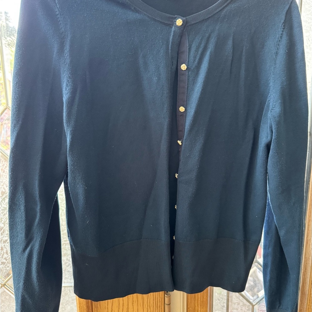 White House Black Market Black  Cardigan with Pearl/Diamond buttons